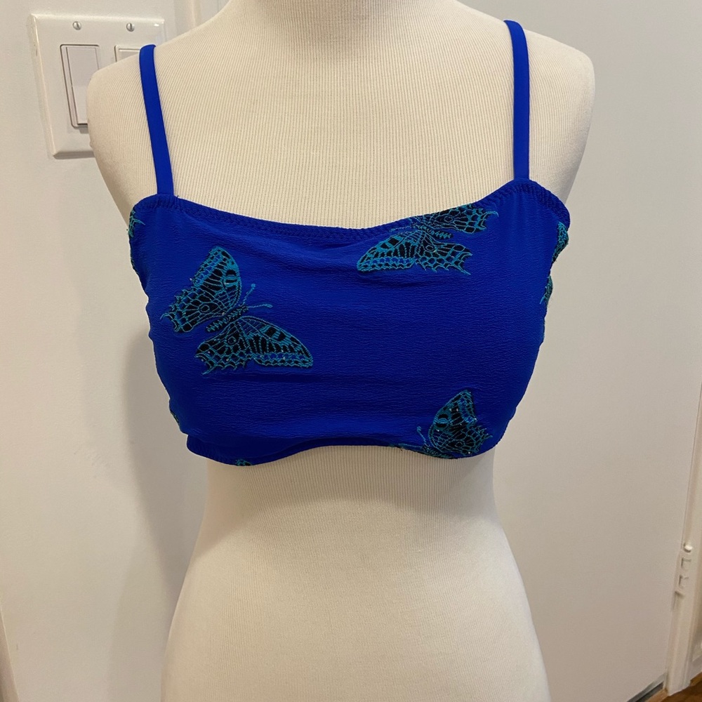 Blue vintage butterfly cropped tank!!!